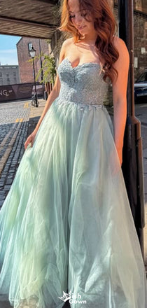 Gorgeous Strapless A-line Long Prom Dress Ideas, Evening Party Dresses,WGP1609