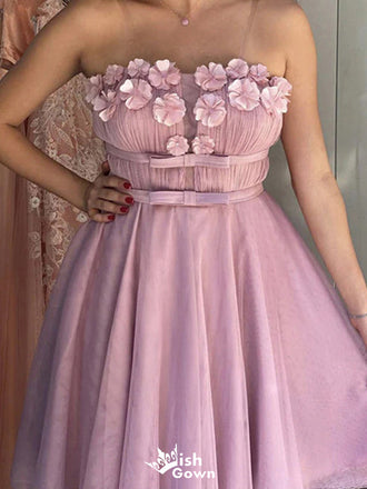 Elegant Strapless A-line Short Mini Homecoming Dress,EPT475