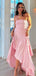 Pink Strapless High Low Prom Dress Unique Ruffle Chiffon Party Formal Dresses,WGP2073