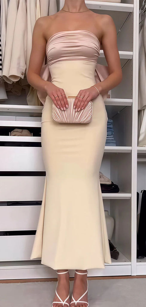 Elegant Champagne Sweetheart Mermaid Long Prom Dress Ideas, Evening Party Dresses,WGP1847