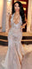 Modern Silver Prom Dress Halter Neck Deep V Backless Sparkly Maxi Gown,WGP2114