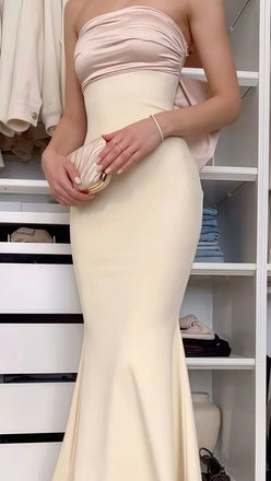 Elegant Champagne Sweetheart Mermaid Long Prom Dress Ideas, Evening Party Dresses,WGP1847