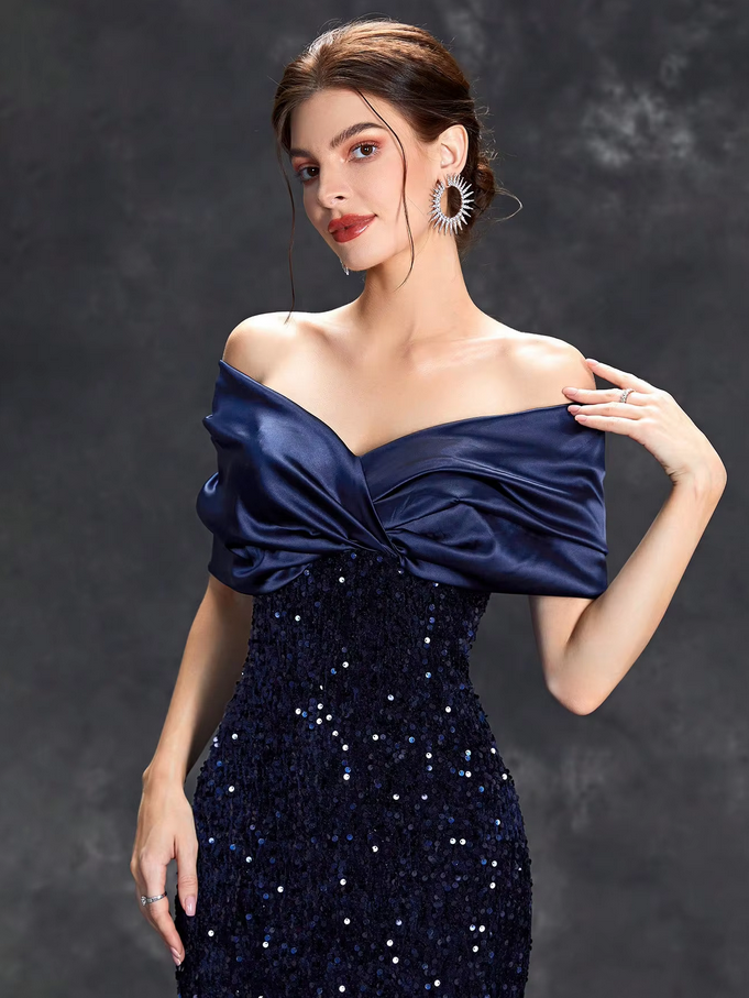 Shiny Elegant Off the Shoulder Mermaid Long Party Dress Prom Dresses,Evening Dress Online, WGP917