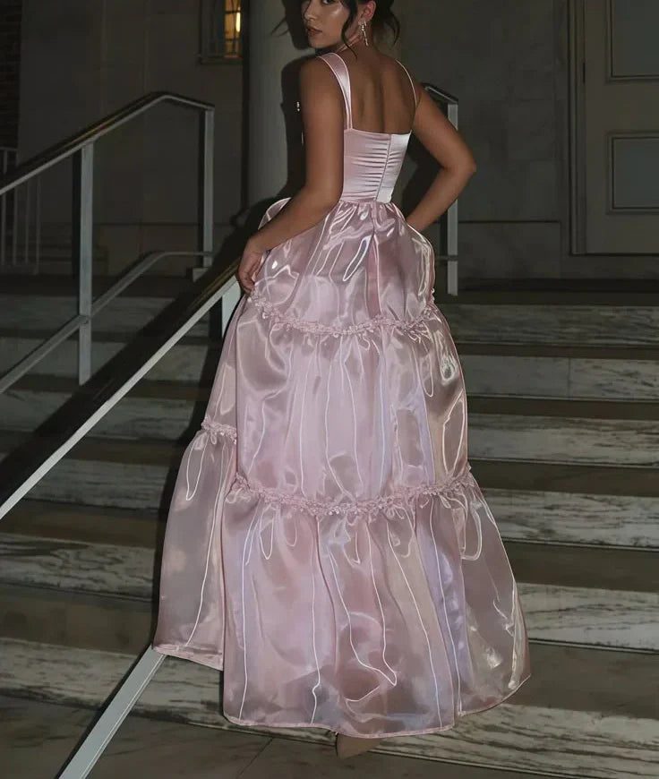 Elegant Pink Spaghetti Strap Mermaid Long Prom Dress Ideas, Evening Party Dresses,WGP1832