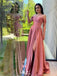 Elegant Pink Off-Shoulder A-Line Long Prom Dress Ideas, Evening Party Dresses, WGP1994