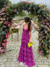 Stunning Fuchsia Tiered Prom Gown Ruffled Deep V-Neck Formal Party Dress,WGP2171