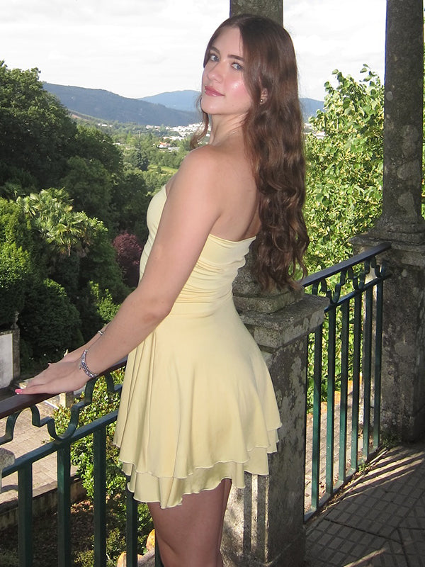 Elegant Yellow Strapless Tight&nbsp;Popular Cheap Short Homecoming Dresses, EPT267