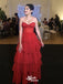 Gorgeous Strapless Red Sweetheart Tiered A-line Long Party Dress Prom Dresses,Evening Dress Online, WGP891