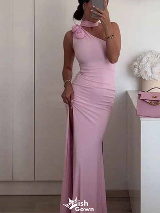 Elegant One-shoulder Mermaid Long Prom Dress Ideas, Evening Party Dresses,WGP1652