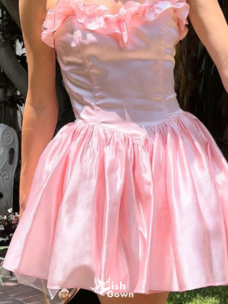 Elegant Strapless Sweetheart A-line Short Mini Homecoming Dress,EPT515