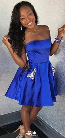Elegant Strapless A-line Short Mini Homecoming Dress,EPT525