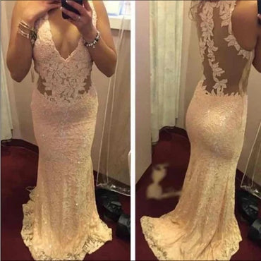 Sexy Pink V-Neck Mermaid Long Prom Dress Ideas, Evening Party Dresses,WGP1858