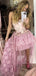Unique Pink Sweetheart High Low Applique Long Prom Dress Ideas, Evening Party Dresses,WGP1745