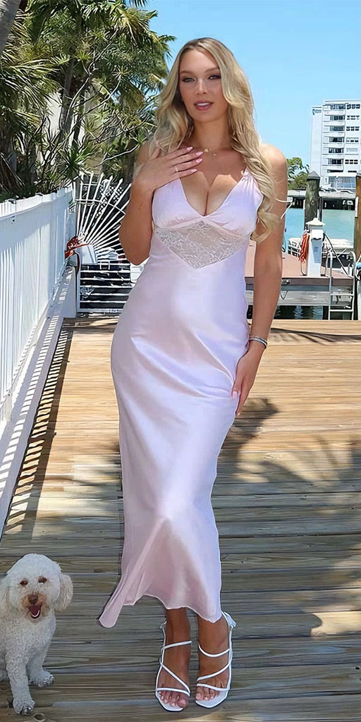 Simple Pink Spaghetti Strap Mermaid Long Prom Dress Ideas, Evening Party Dresses, WGP2043