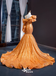 Shiny Orange One Shoulder Mermaid Ruffles Party Dress Long Prom Dresses to Impress, WGP946