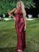 Sexy Burgundy V-Neck Mermaid Long Prom Dress Ideas, Evening Party Dresses, WGP1995