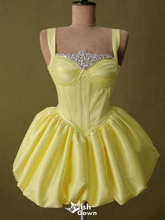 Casual Spaghetti Strap A-line Short Mini Homecoming Dress,EPT557