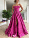 Beautiful Pink A-Line Strapless Side Slit Lace Popular Long Evening Dresses, Formal Dresses, Birthday Party, WGP553