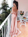 Sexy Pink Spaghetti Strap Mermaid Side Slit Long Sleeveless Long Party Prom Dresses,Evening Dress Online, WGP776