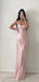Elegant Pink Mermaid Halter Sleeveless Satin Long Formal Prom Dresses,Evening Gowns,WGP328
