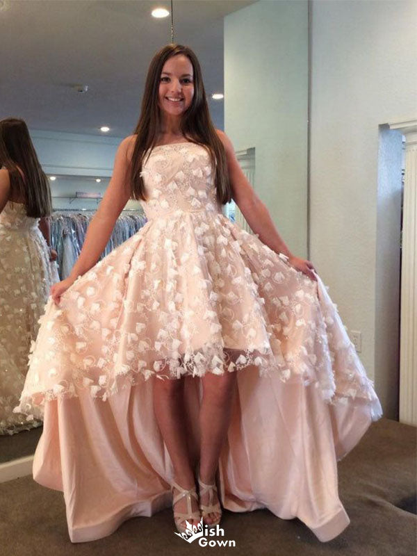 Elegant Pink Floral Sweetheart A-Line Long Prom Dress Ideas, Evening Party Dresses,WGP1984