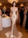 Classic Champagne Gold Off-Shoulder Mermaid Gown for Sophisticated Formal Events,WGP2197