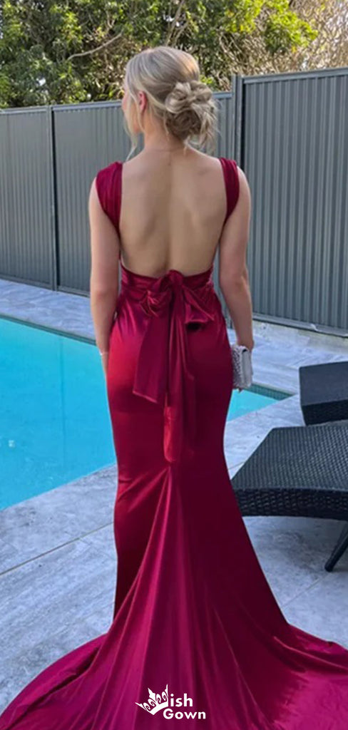 Elegant V-neck Spaghetti Strap Backless Mermaid Unique Long Prom Dress Ideas, Evening Party Dresses,WGP1167