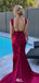 Elegant V-neck Spaghetti Strap Backless Mermaid Unique Long Prom Dress Ideas, Evening Party Dresses,WGP1167