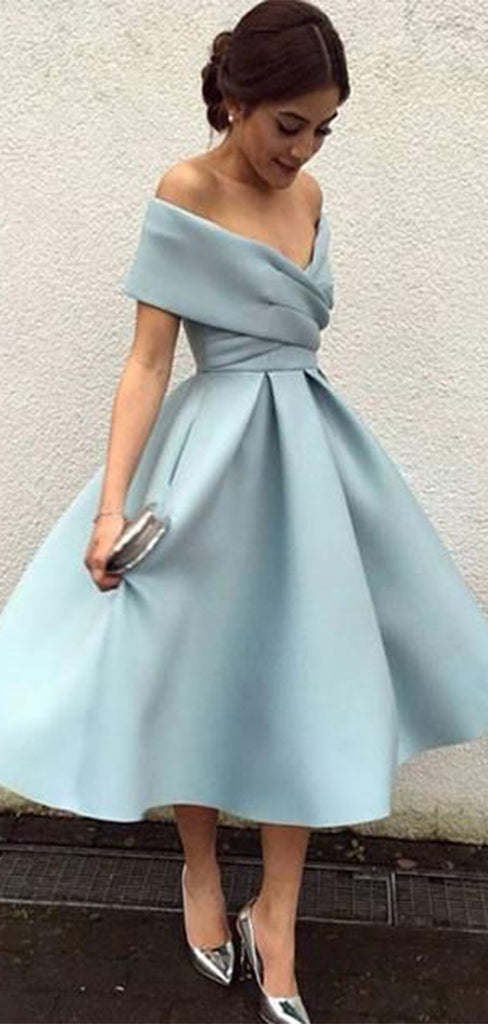 Elegant Baby Blue Off Shoulder Ball Gown&nbsp;Popular Cheap Short Homecoming Dresses, EPT297