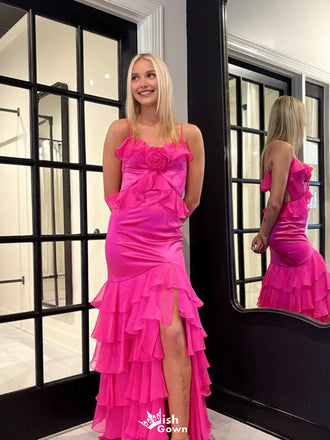 Elegant Spaghetti Strap Mermaid Unique Long Prom Dress Ideas, Evening Party Dresses,WGP1169