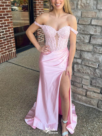 Elegant Off-shoulder Lace Mermaid Unique Long Prom Dress Ideas, Evening Party Dresses,WGP1170