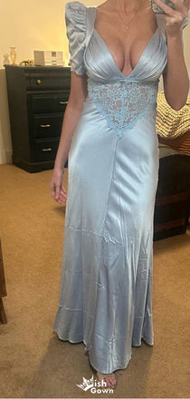 Sexy Short Sleeves V-neck Mermaid Long Prom Dress Ideas, Evening Party Dresses,WGP1761