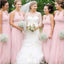 Elegant Pink A-Line Halter Popular Cheap Maxi Long Wedding Guest Bridesmaid Dresses,WGM221