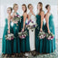 Mismatched Green A-Line Popular Cheap Maxi Long Wedding Guest Bridesmaid Dresses,WGM230