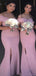 Elegant Pink Mermaid Sweetheart Off Shoulder Side Slit Popular Cheap Maxi Long Wedding Guest Bridesmaid Dresses,WGM284