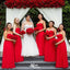 Charming Red Sweetheart Sleeveless Popular Cheap Maxi Long Wedding Guest Bridesmaid Dresses,WGM336