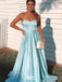 Elegant Light Blue A-Line Sweetheart Sleeveless Lace Up Cheap Maxi Long Party Prom Gowns,Evening Dresses,WGP450