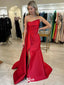 Unique Red Mermaid Strapless Sleeveless Side Slit Cheap Maxi Long Party Prom Gowns,Evening Dresses,WGP480