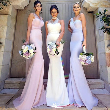Elegant V-Neck Sleeveless Mermaid Long Bridesmaid Dresses Online,WGM469
