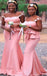 Popular Pink Mermaid Sweetheart Spaghetti Straps Ruffle Cheap Maxi Long Wedding Guest Bridesmaid Dresses,WGM195