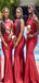 Sexy Mermaid Red Sleeveless Popular Cheap Maxi Long Wedding Guest Bridesmaid Dresses,WGM209