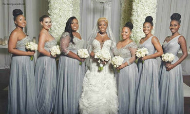 Elegant Blue Mismatched Sleeveless A-Line Long Bridesmaid Dresses Online,WGM467