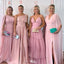 Elegant Pink Mismatched Sleeveless Mermaid Long Bridesmaid Dresses Online,WGM455