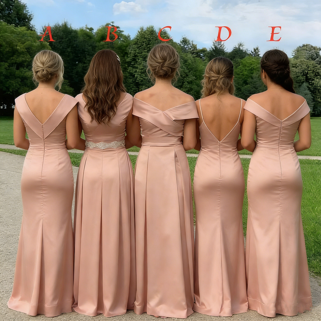 Fancy V Neck A-Line Bridesmaid Dress with Pleated Bodice and Sexy Leg Slit Satin Wedding Guest,WGM478