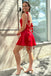 Unique Red Spaghetti Straps Sleeveless Cheap Short Homecoming Dresses, EPT143