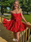 Elegant Red Strapless Sleeveless Ruffle Cheap Short Homecoming Dresses, EPT161