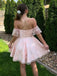 Elegant Pink Off Shoulder Sweetheart Sleeveless Applique Cheap Short Homecoming Dresses, EPT189