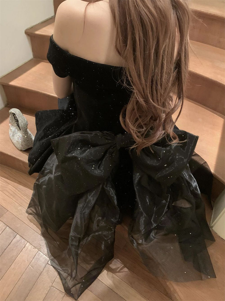 Sexy Black Off-Shoulder A-Line Short Homecoming Dresses For Birthday Party, EPT704