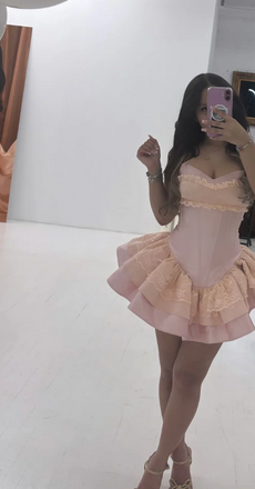 Sexy Strapless Corset Homecoming Dress Short  Ruffle A-Line Party Dress, EPT723