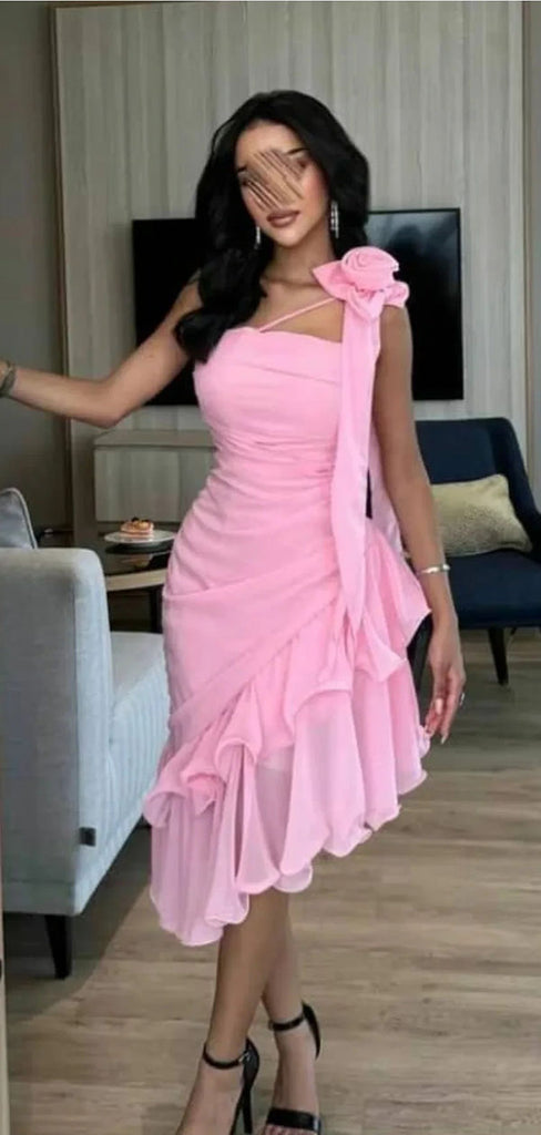 Elegant Pink One-Shoulder Mermaid  Sleeveless Long Prom Dress Ideas, Evening Party Dresses,WGP1684